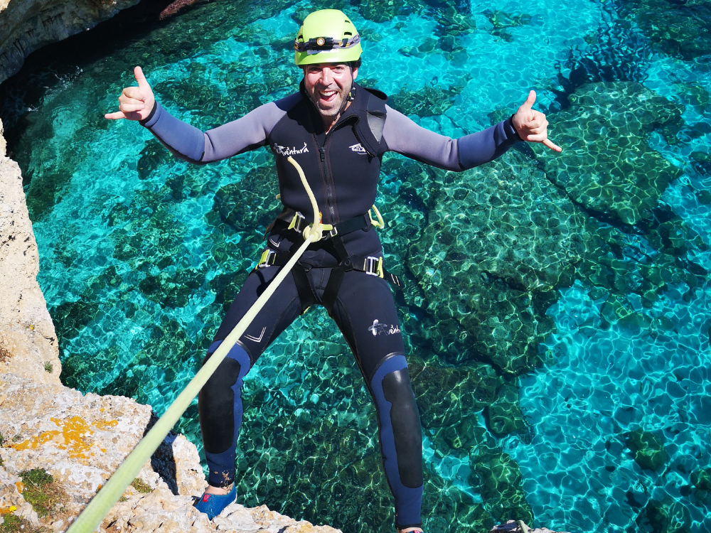 abseiling to the sea